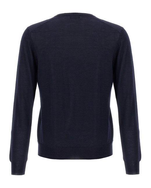 Barba Napoli Blue Wool And Silk Sweater for men