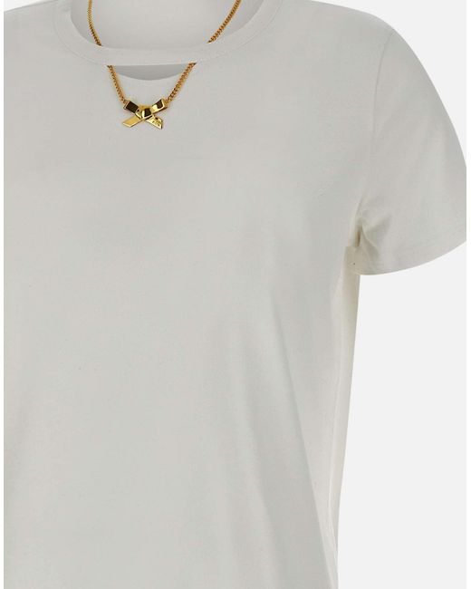 Elisabetta Franchi White Weißes Baumwoll-Halsketten-T-Shirt