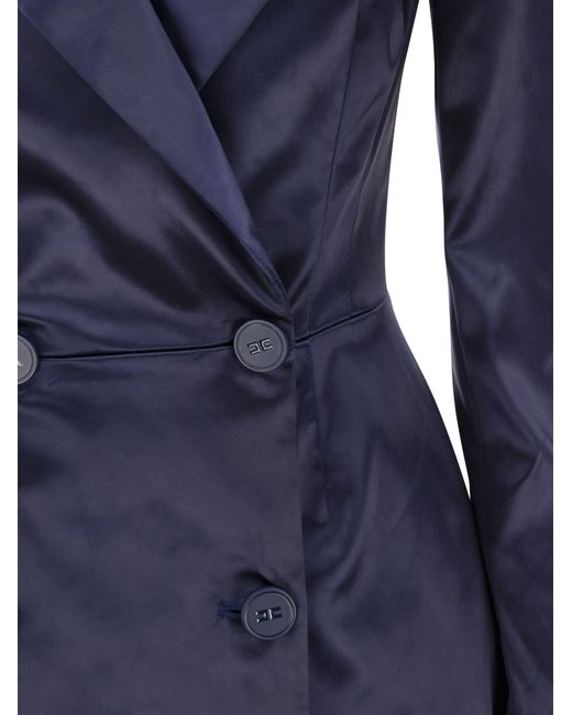 Fitted Satin mini robe Elisabetta Franchi en coloris Blue