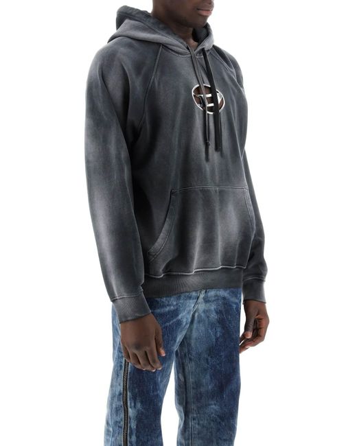 DIESEL Sweatshirt Met Met Capuchon Met Ovaal Logo En D -snit in het Gray voor heren