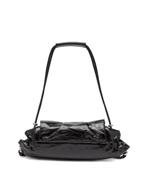 DIESEL Black Scrunch Leather Shoulder Bag