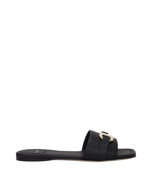 Ferragamo Black Leah Leather Flip Flops And Clogs