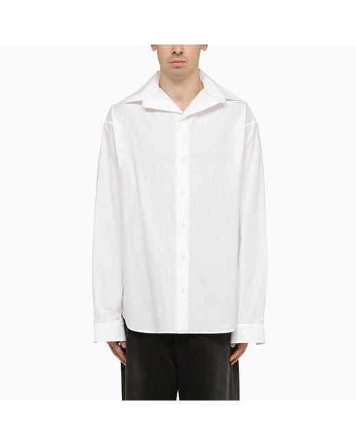Balenciaga Kick Collar Oversize Shirt White for men