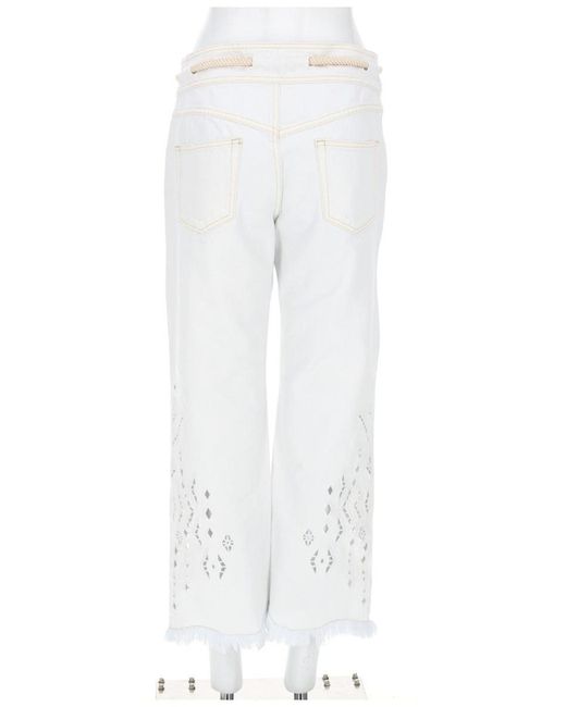 Isabel Marant White Cotton Wide-Leg Pants With Drawstring Waist