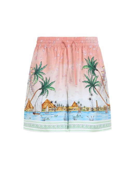 Casablanca Pink Ethereal Silk Shorts for men
