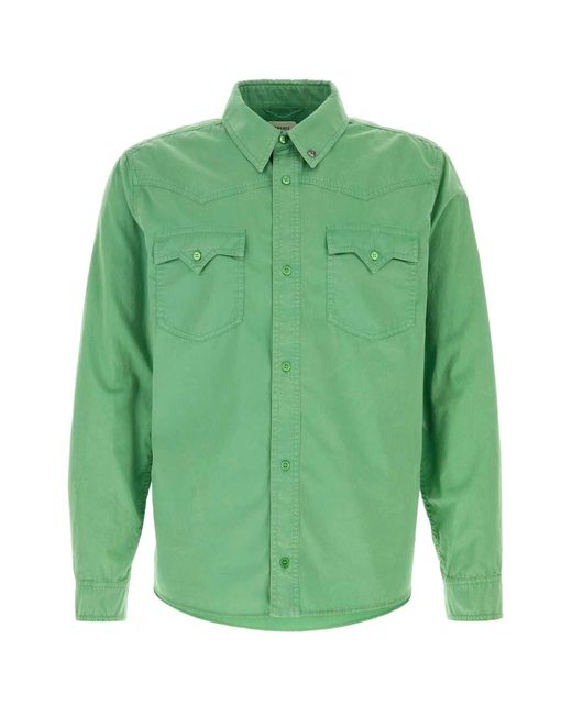 Versace Green Grass Cotton Shirt for men
