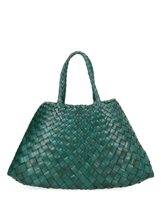 Dragon Diffusion Green Santa Croce Small Woven Leather Bag