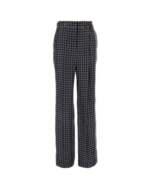 Prada Blue Printed Silk Pant