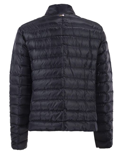Herno Black Ultra Light Down Jacket With Bow Neckline