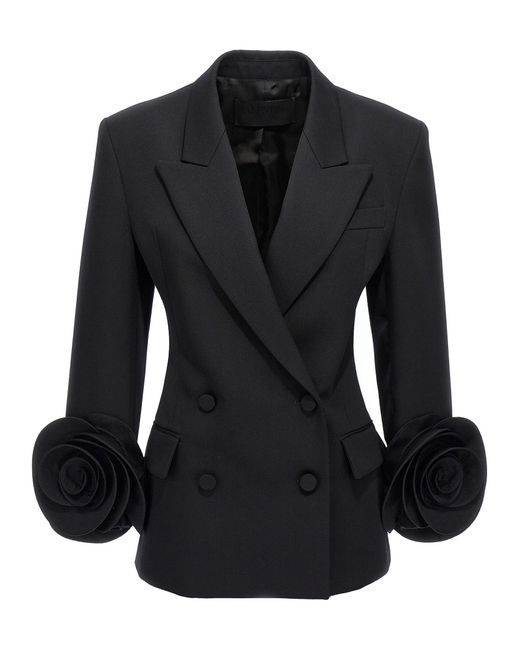 Valentino Garavani Black Rose Blazer Blazer And Suits