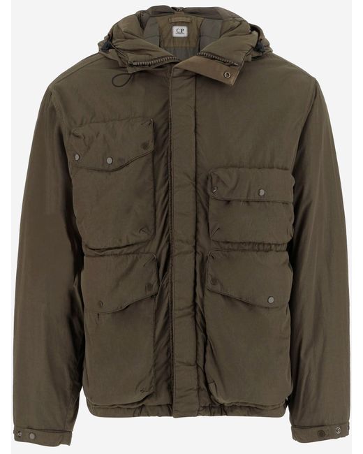 C P Company Flatt Nylon Goggle Jacket in het Green