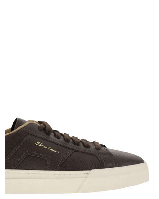 Santoni Tuimelde Lederen Dubbele Gesp Trainer in het Multicolor voor heren