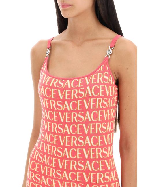Versace Red Monogramm Strick -Mini -Kleid