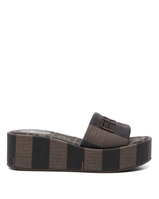 Fendi Gray Sunshine Flatform Sandals