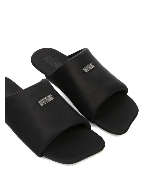 MM6 by Maison Margiela Black Sandals With Logo Plaque