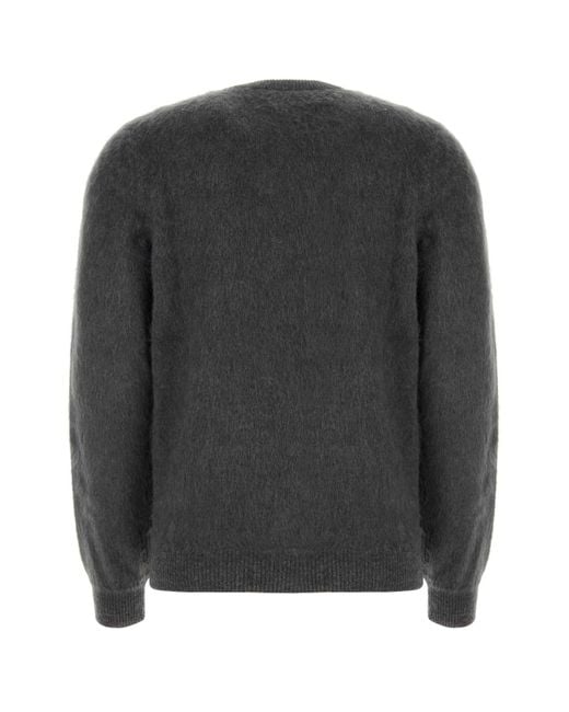 Fendi Gray Embroidered Wool Blend Sweater for men