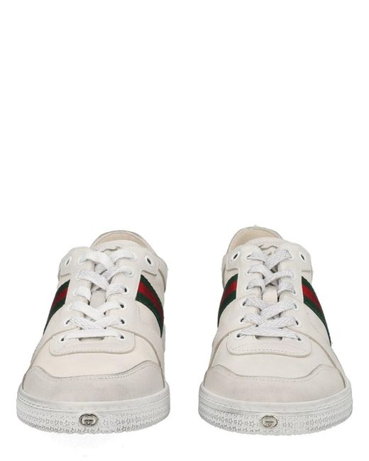 Gucci White "Stretch" Leather Effect Sneaker