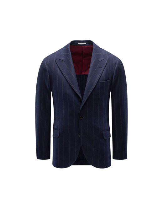 Brunello Cucinelli Blue Wool Jacket for men