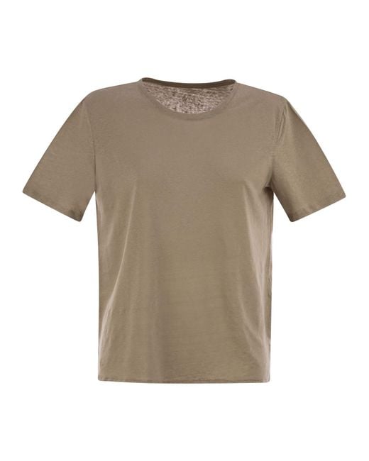 Majestic Gray Linen Crew-Neck T-Shirt