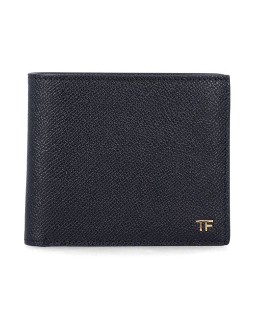 Tom Ford Blue Grain Leather Bifold Wallet for men