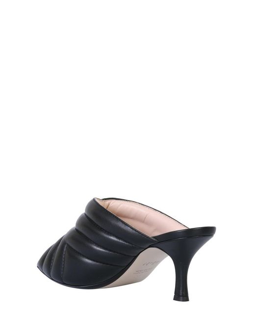 N°21 Black Chevron Pattern Mules for men