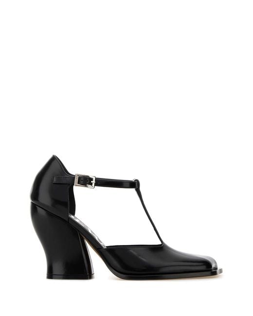 Loewe Black Leather T-Bar Pumps