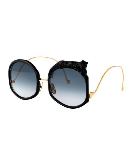 Anna Karin Karlsson Blue Crystal Acetate Sunglasses