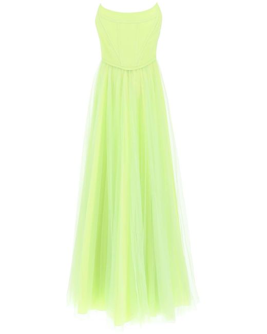 Langes bustieres Kleid mit geformtem Ausschnitt 19:13 Dresscode en coloris Green