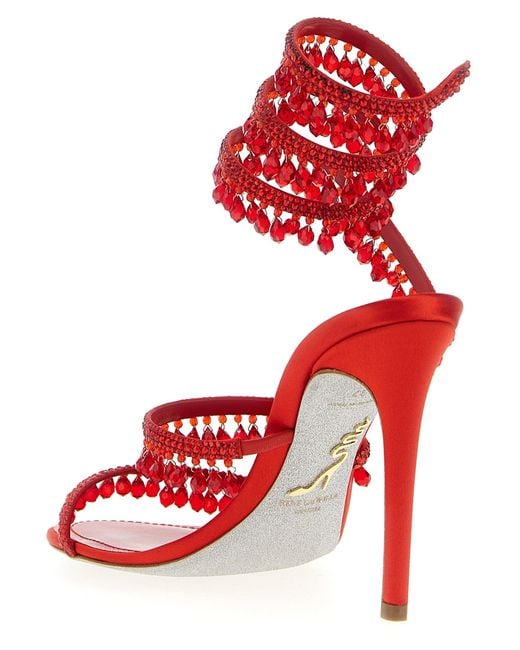 Rene Caovilla Red 'Chandelier' Sandals