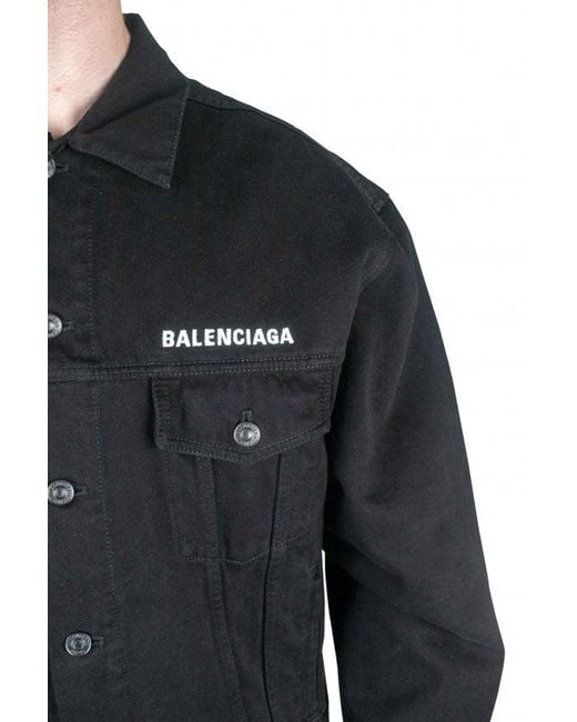 Balenciaga Black Denim Crew Logo Jacket for men