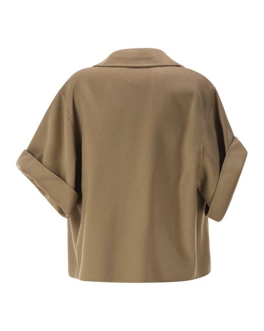 Weekend by Maxmara Brown Wkdneo Virgin Wool Double Breasted Jacket With A Boxy Silhouette