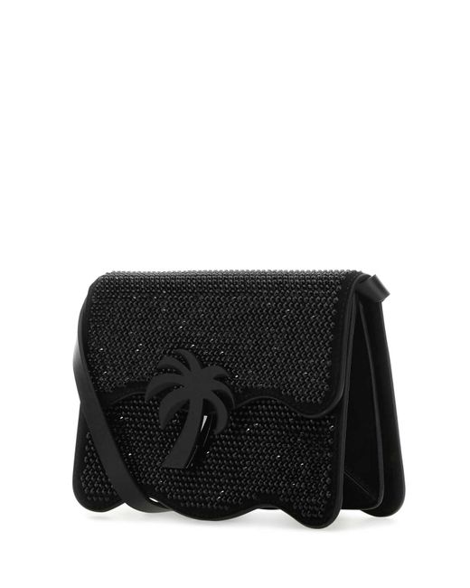Palm Angels Black Embellished Suede Palm Beach Crossbody Bag