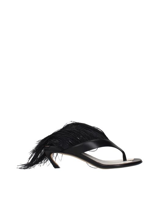 Lanvin Black Flip Flops Leather