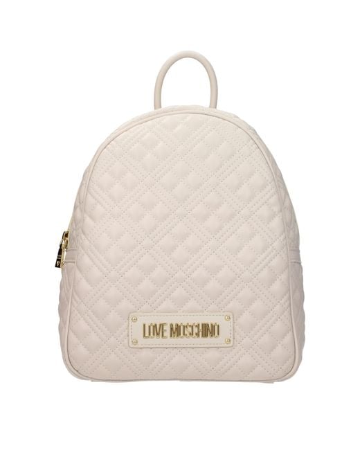 Love Moschino Natural Zaini E Marsupi Donna Poliuretano/Avorio