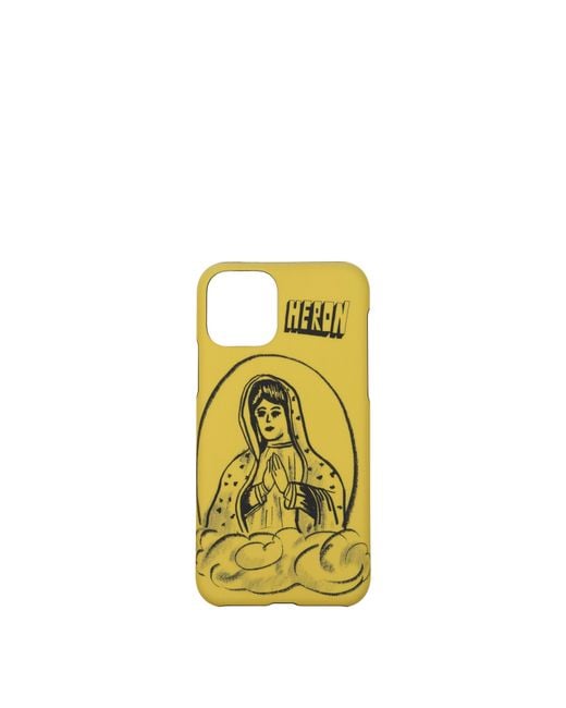 Heron Preston Yellow Porta Iphone Iphone 11 Pro Uomo Pvc Giallo/Senape