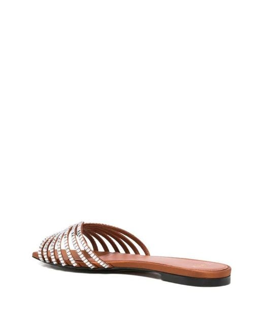 ALEVI White Glass Embellished Sandals