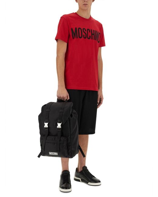 Moschino Red Bermuda With Logo for men