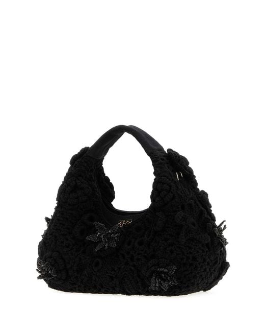 Ganni Black Hobo Mini Crochet