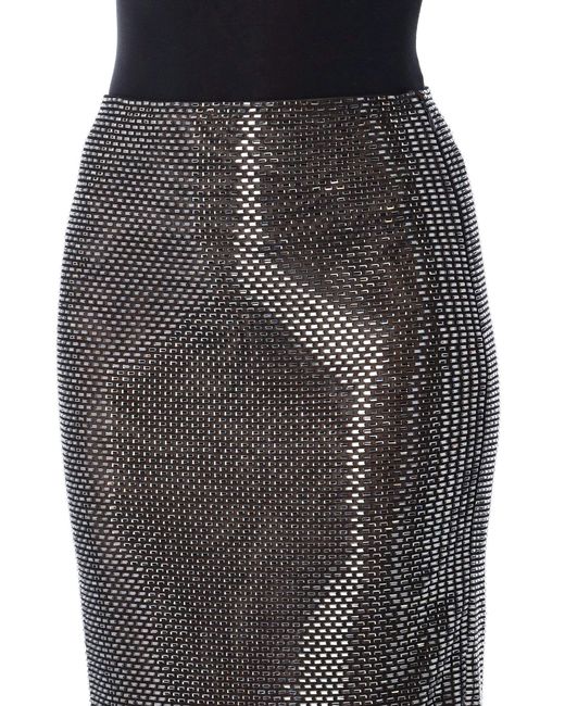 Self-Portrait Black Rhinestone Midi Skirt