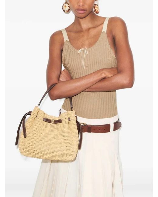 Tory Burch Metallic Romy Woven Bucket Bag