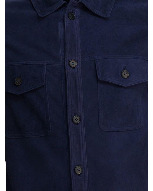Altum Blue Suede Overshirt Jacket Jackets And Coats