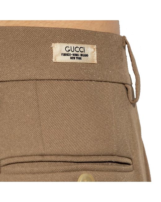 Gucci Natural Pleat Front Trousers for men