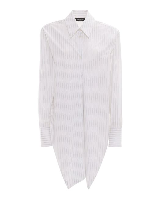 Fabiana Filippi White Striped Popin Shirt With Crossed Front