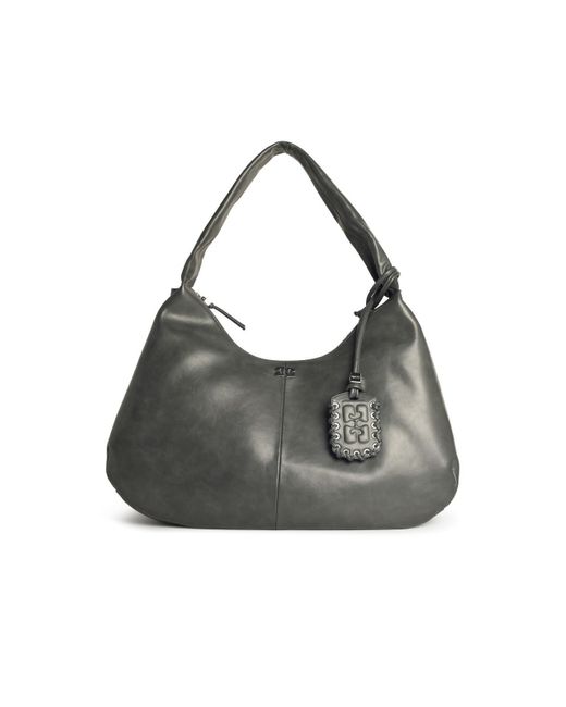 Ganni Gray 'Bou Xxl' Leather Blend Bag