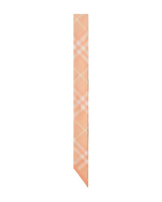 Burberry Pink Checked Silk Scarf