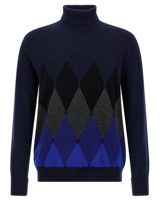 Ballantyne Argyle Turtleneck Sweaters And Cardigans Blue for men