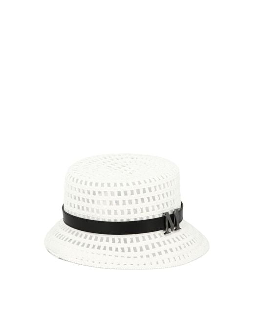 Max Mara Mesh Cloche Hat in het White