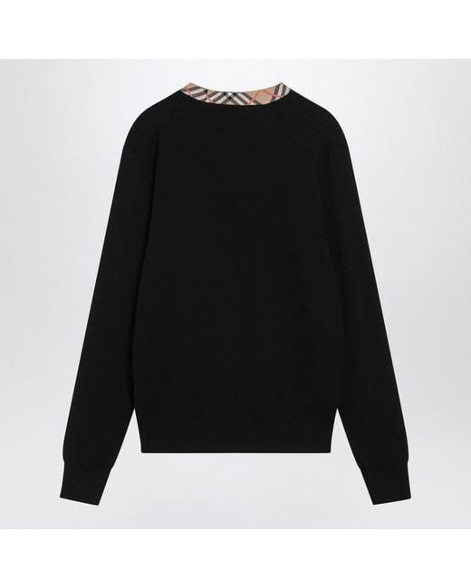 Burberry Women's Black Wool Sweater With Check Details
