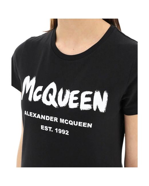 Alexander McQueen Black Cotton Logo T-shirt