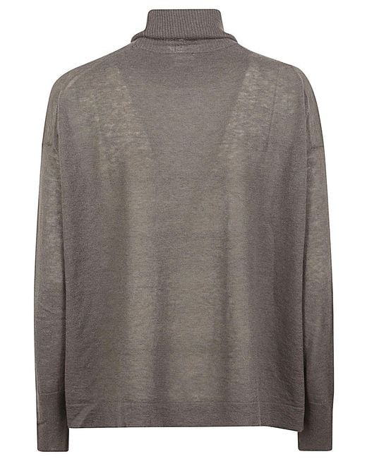 C.t. Plage Gray Cashmere High Neck Sweater